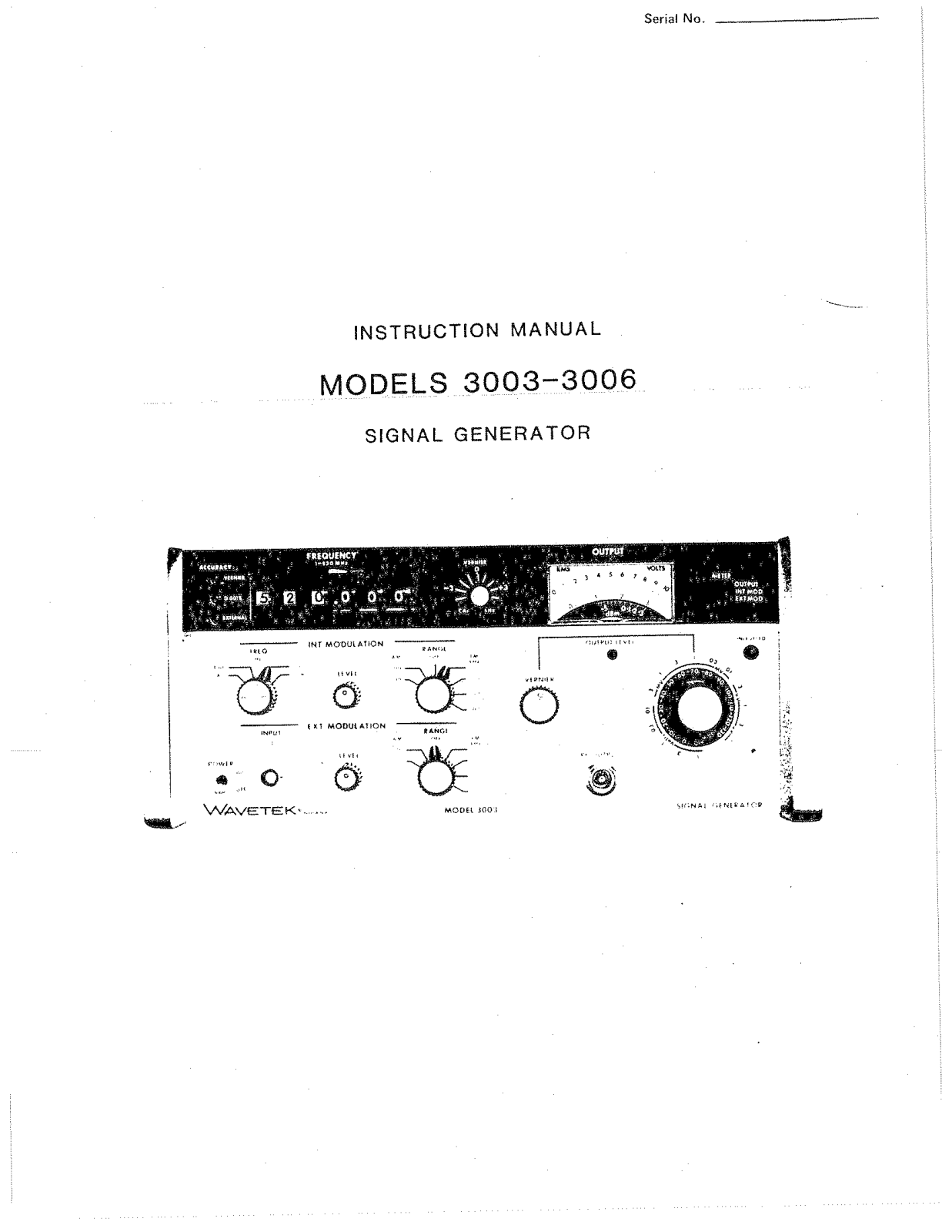 Wavetek 3006, 3005, 3004, 3003 User Manual