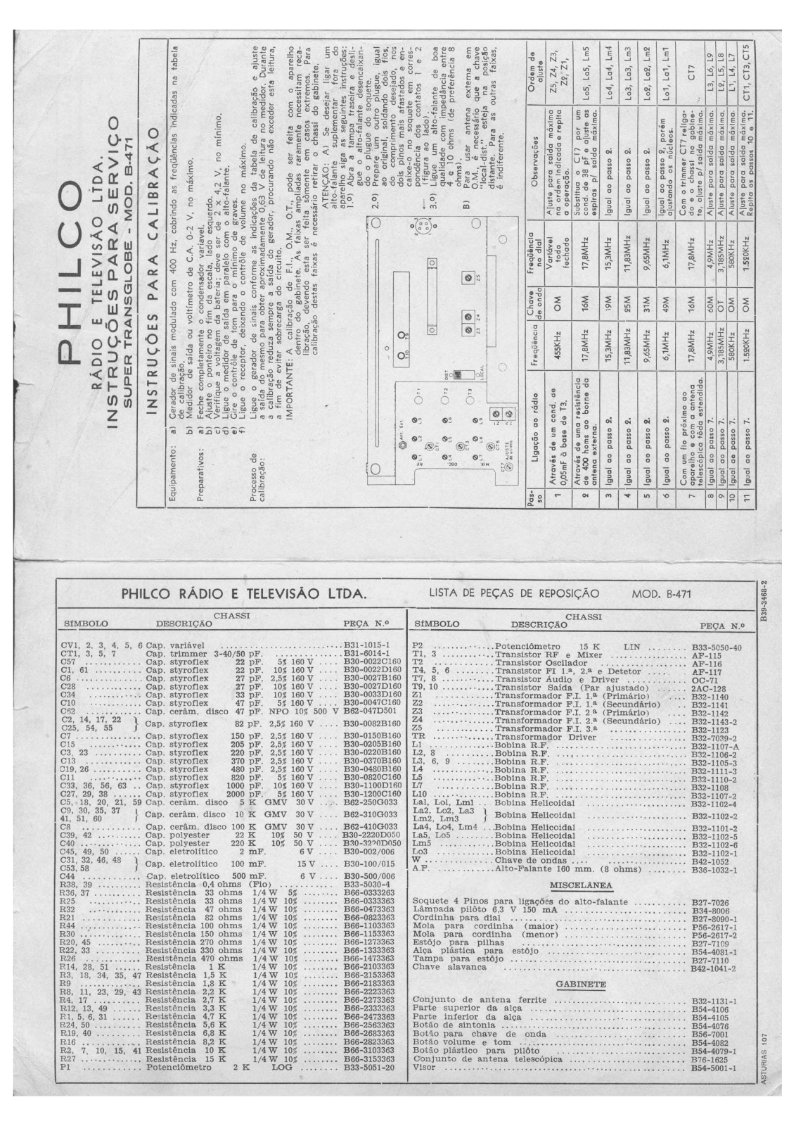 Philco Radio Transglobe B471 Schematic