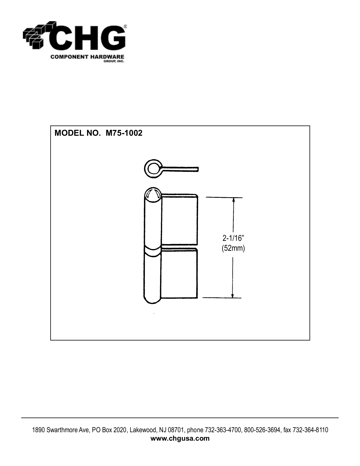 Component Hardware M75-1002 User Manual