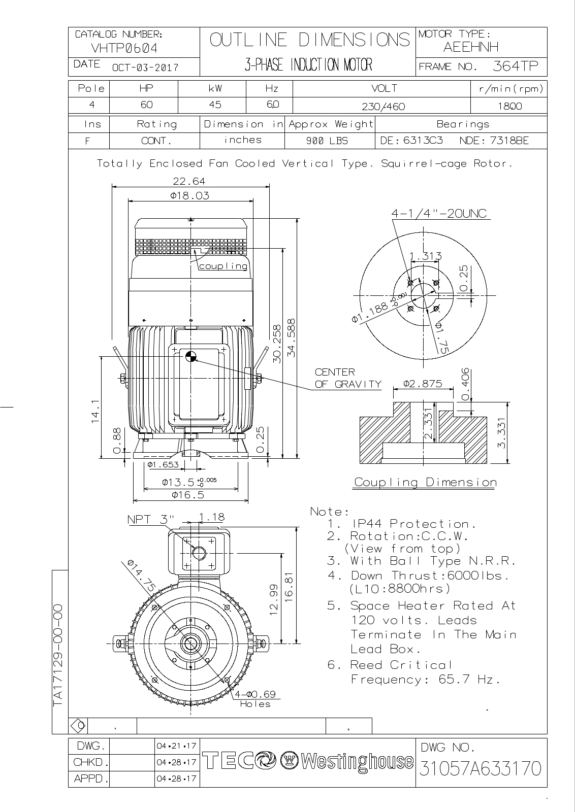 Teco VHTP0604 Reference Drawing