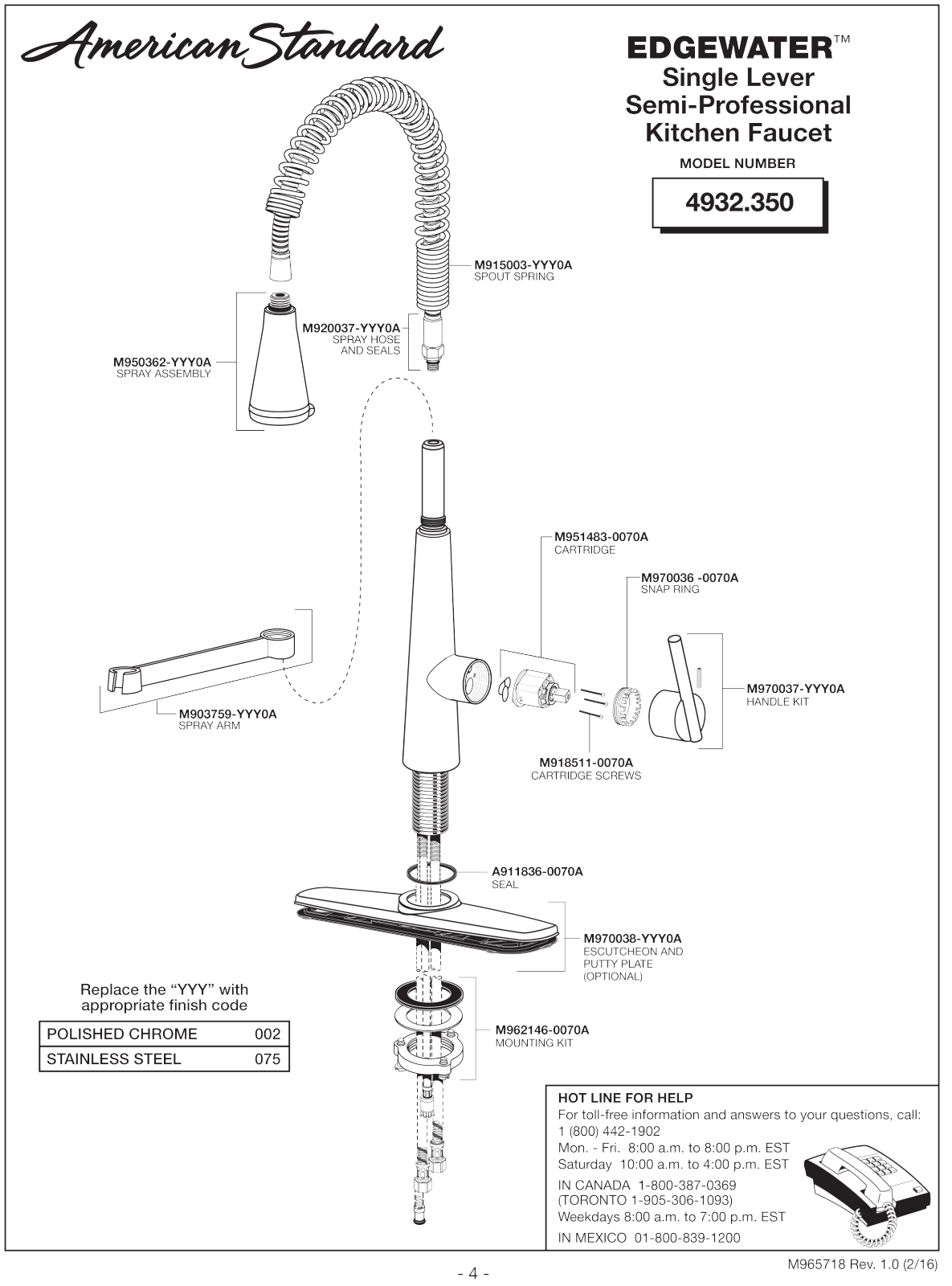 American Standard ASD9884 Specifications - ManualMachine.com