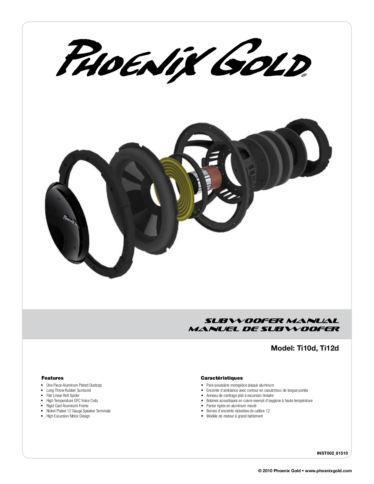 PHOENIX GOLD TI10D, TI12D User Manual