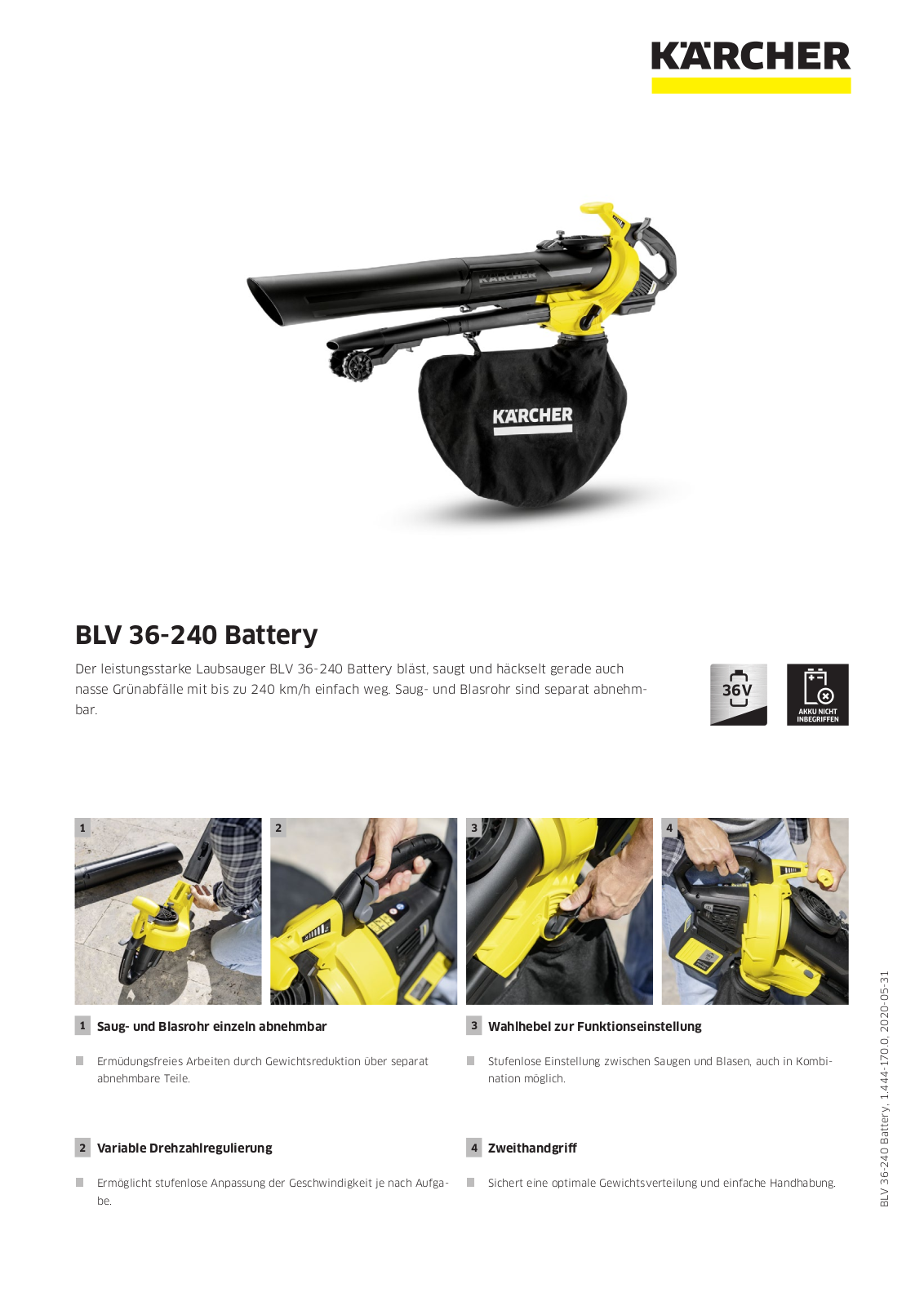 Kärcher BLV 36-240 Battery User Manual