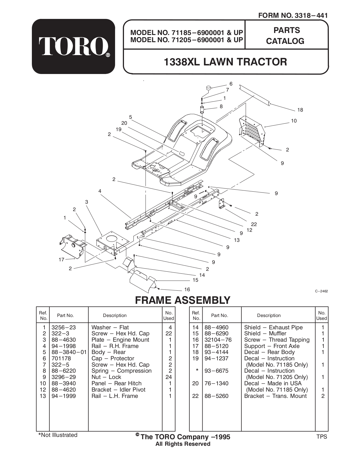 Toro 71185, 71205 Parts Catalogue