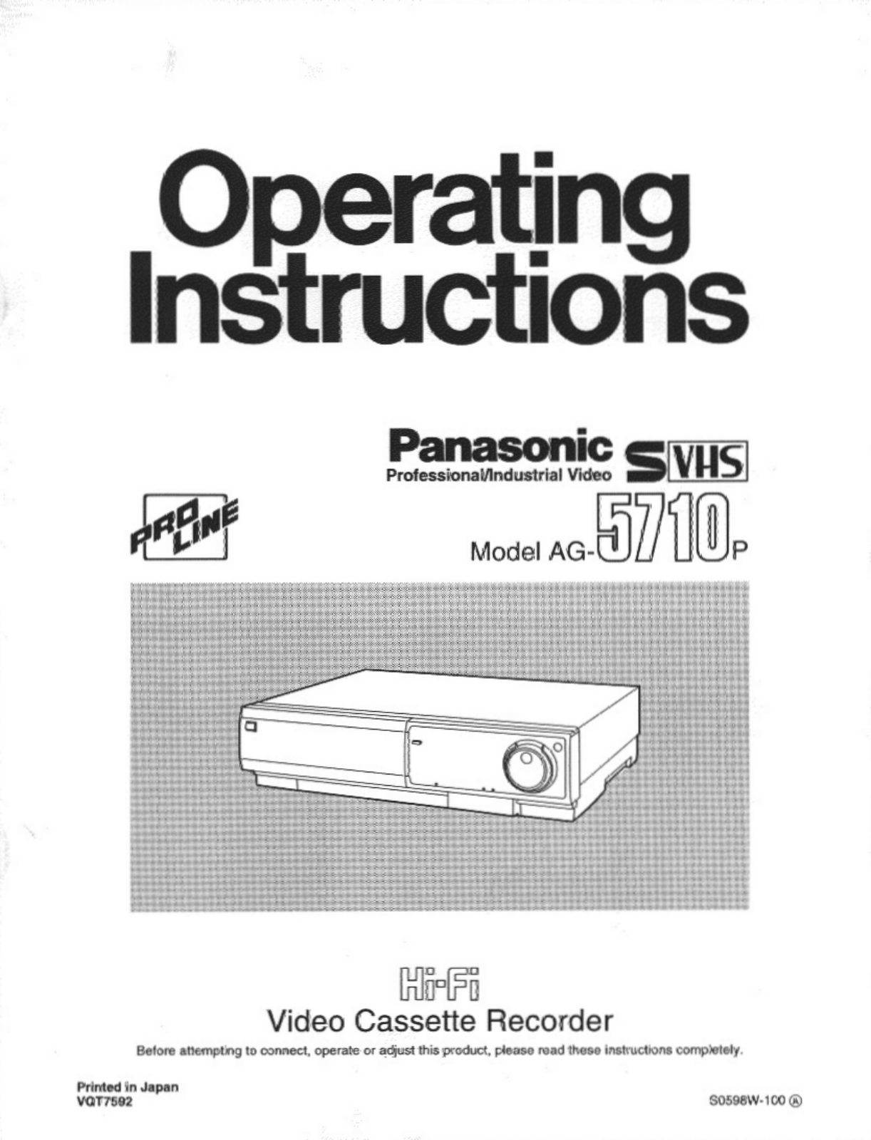 Panasonic ag5710p Operation Manual