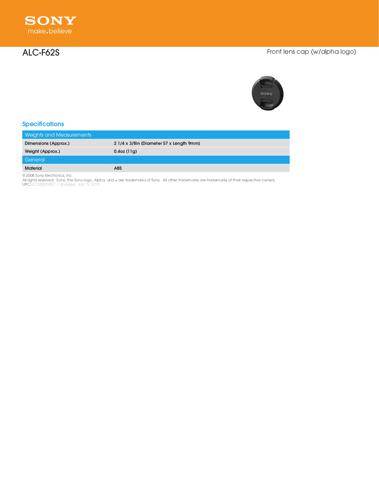 Sony ALC-F62S User Manual