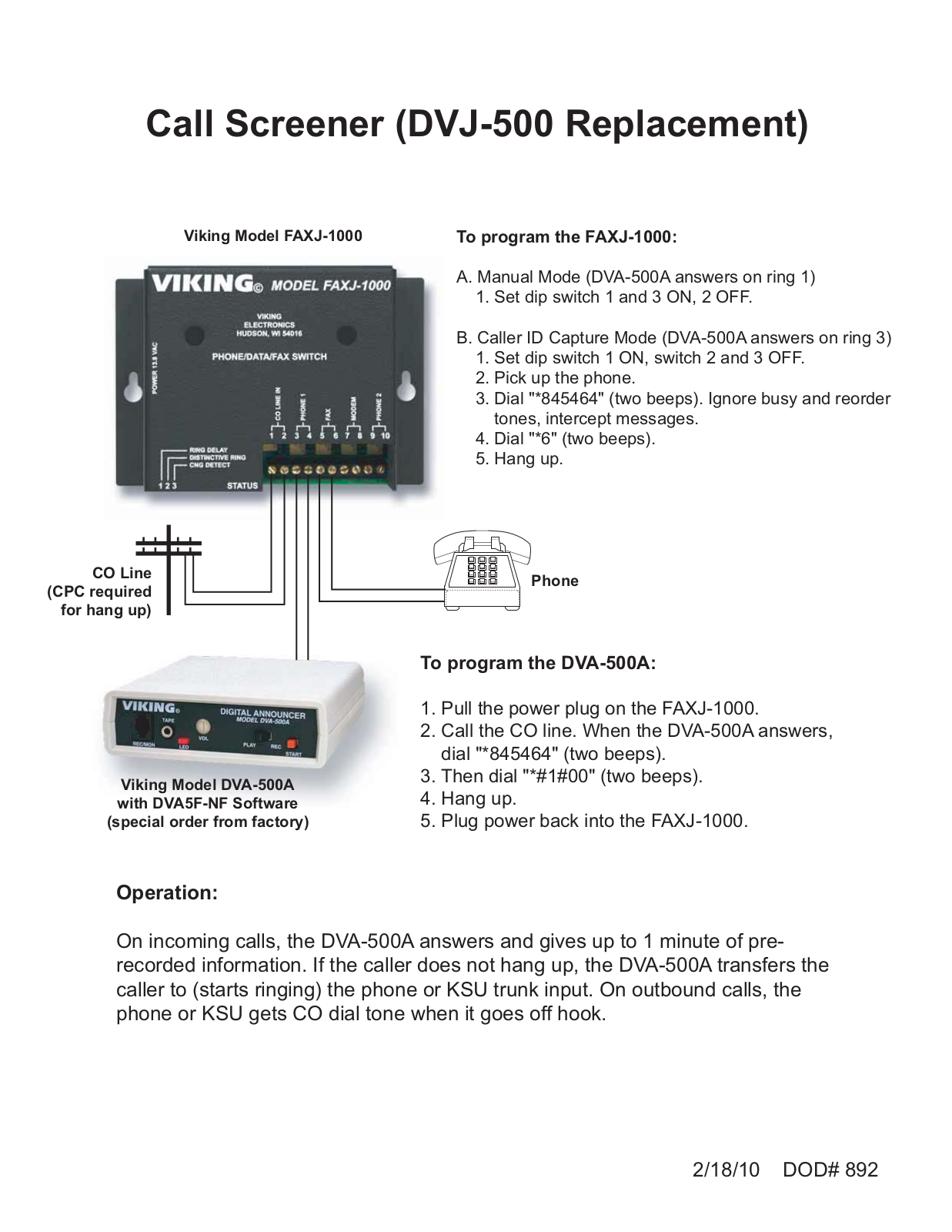 Viking FAXJ-100, FAXJ-1000 Replacement Manual