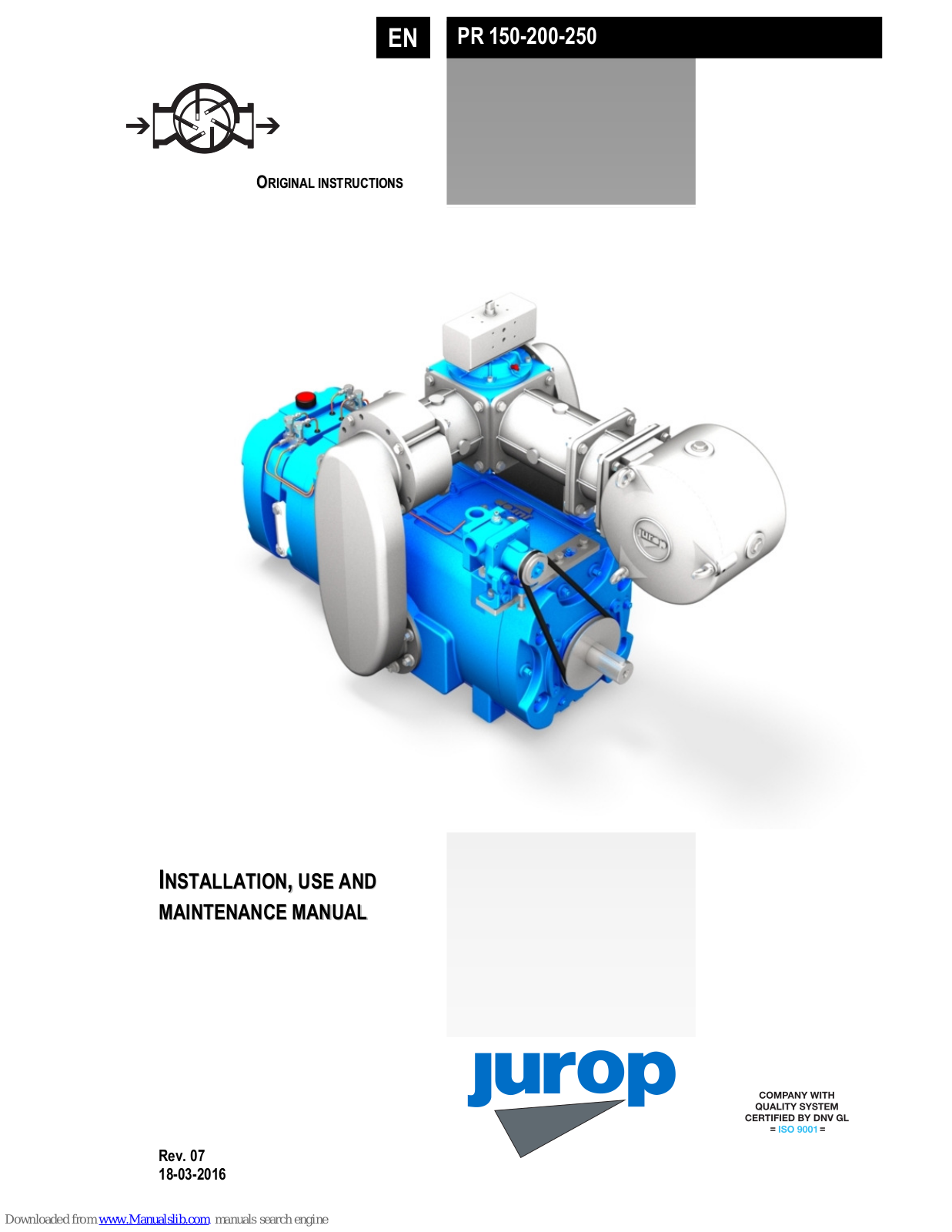 jurop PR 150, PR 200, PR 250 Instructions For Installation, Use And Maintenance Manual - ManualMachine.com