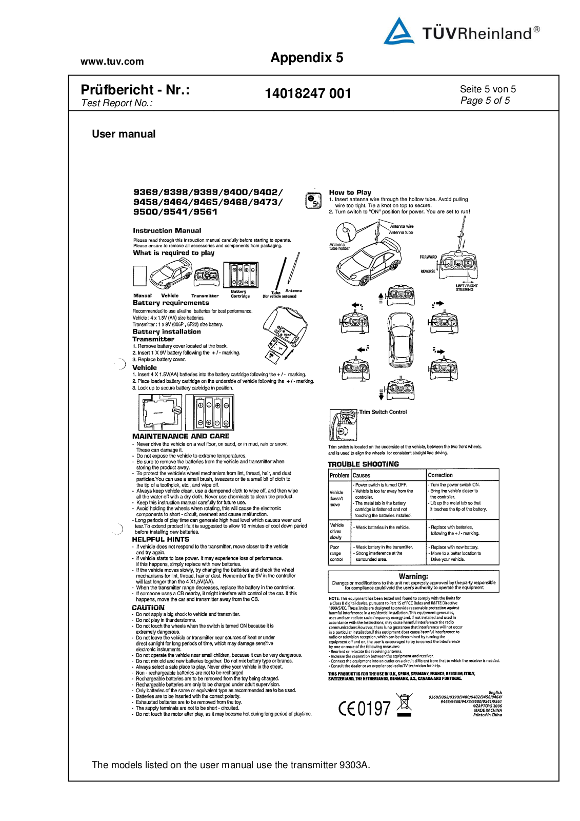 Zaptoys 9303A 49TX User Manual