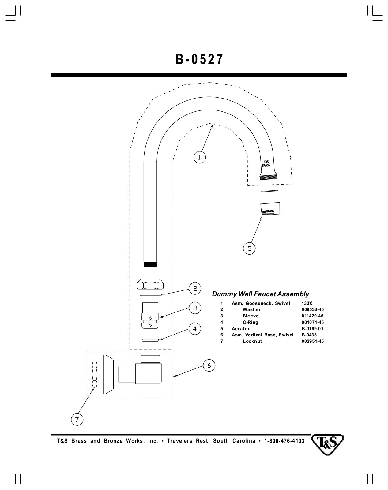 T&S Brass Manuals B-0527 Parts List