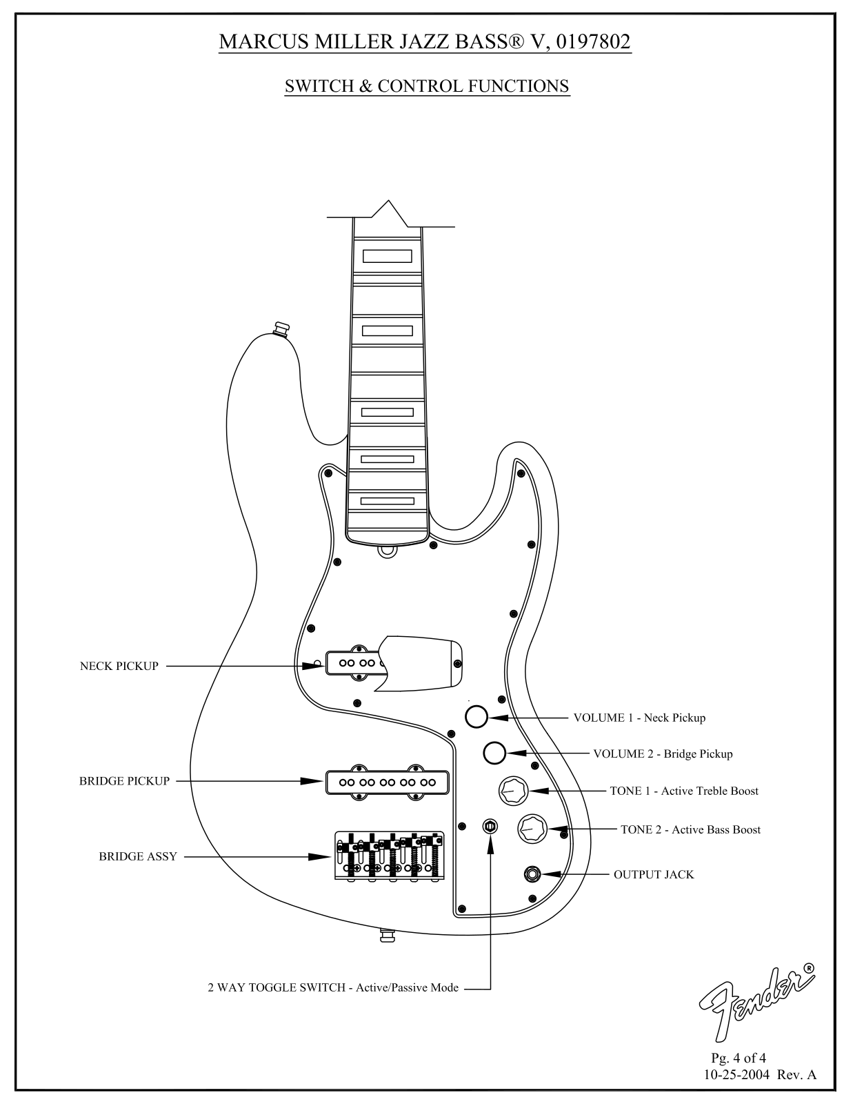 Fender Marcus Miller Jazz Bass User Manual