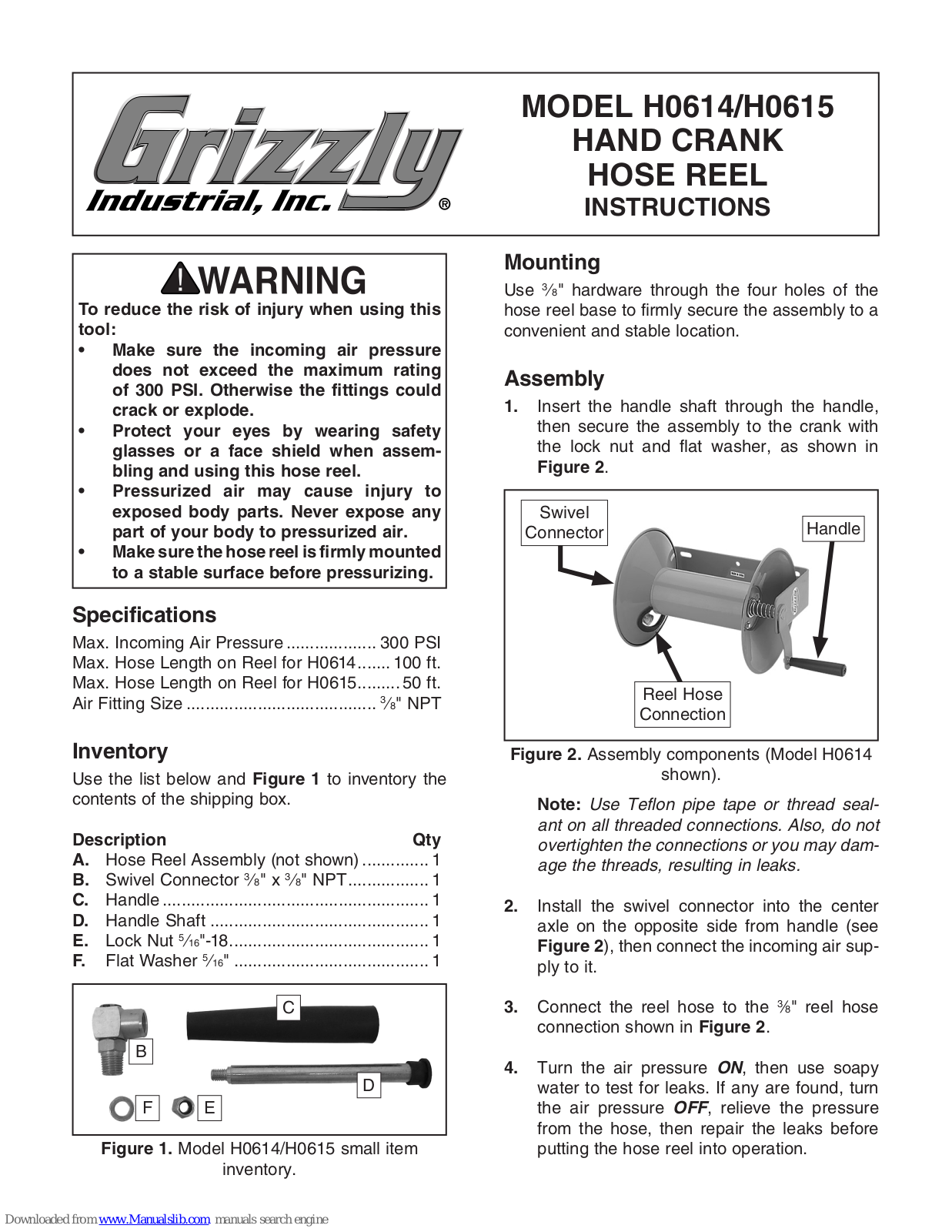 Grizzly H0615 Instructions Manual