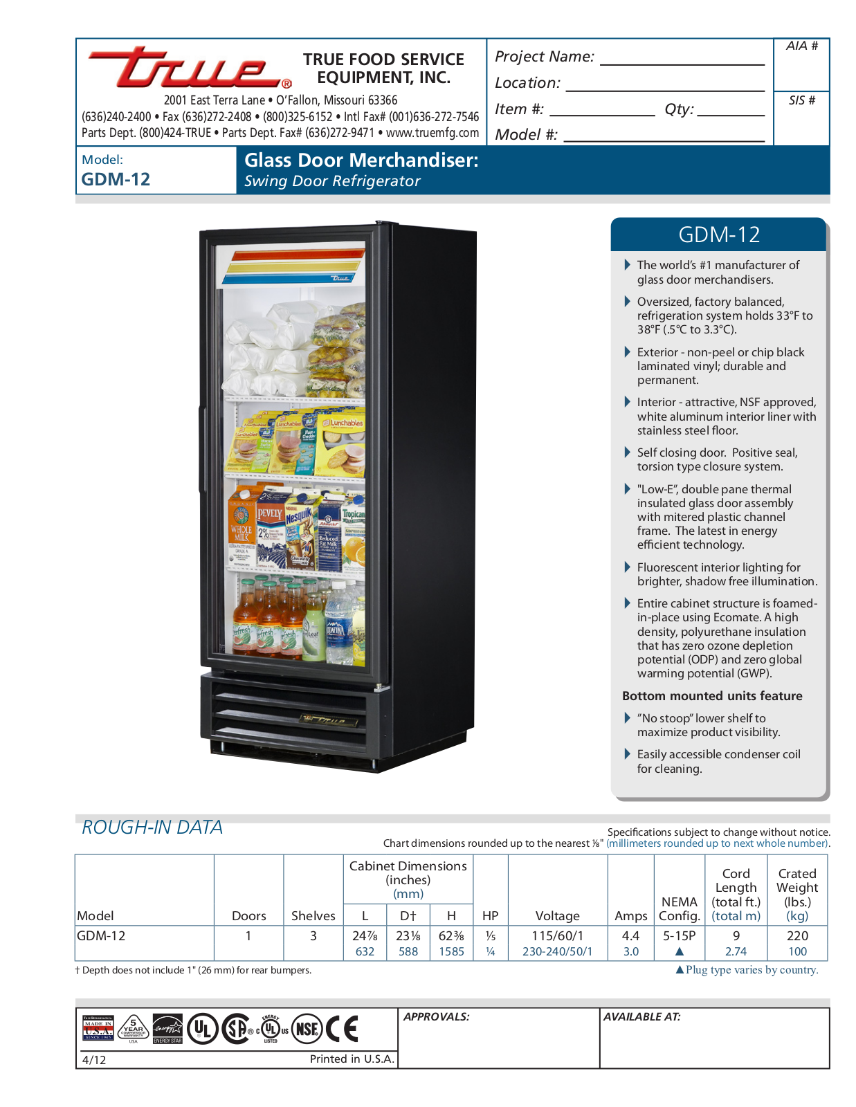 True GDM-12 User Manual