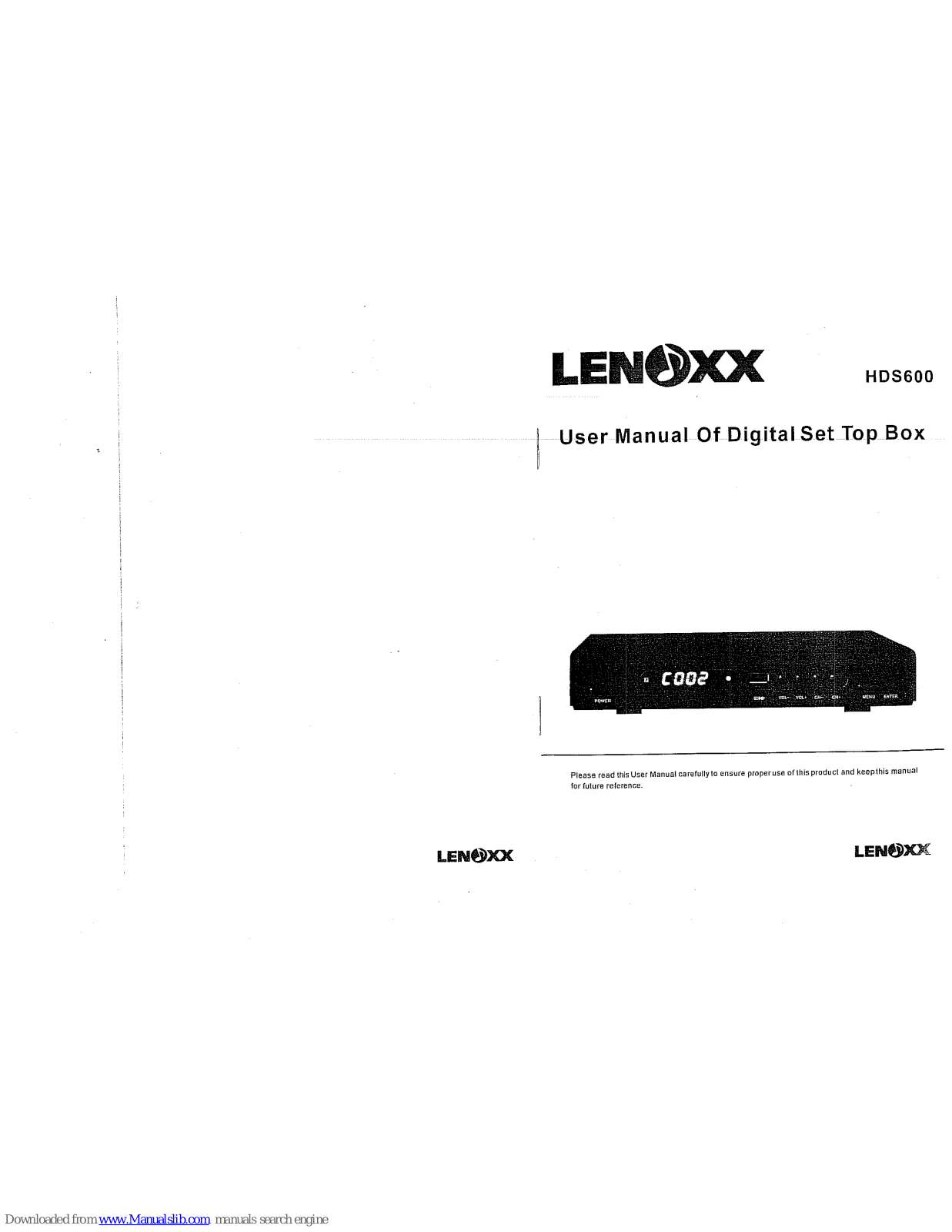 Lenoxx HDS600 User Manual