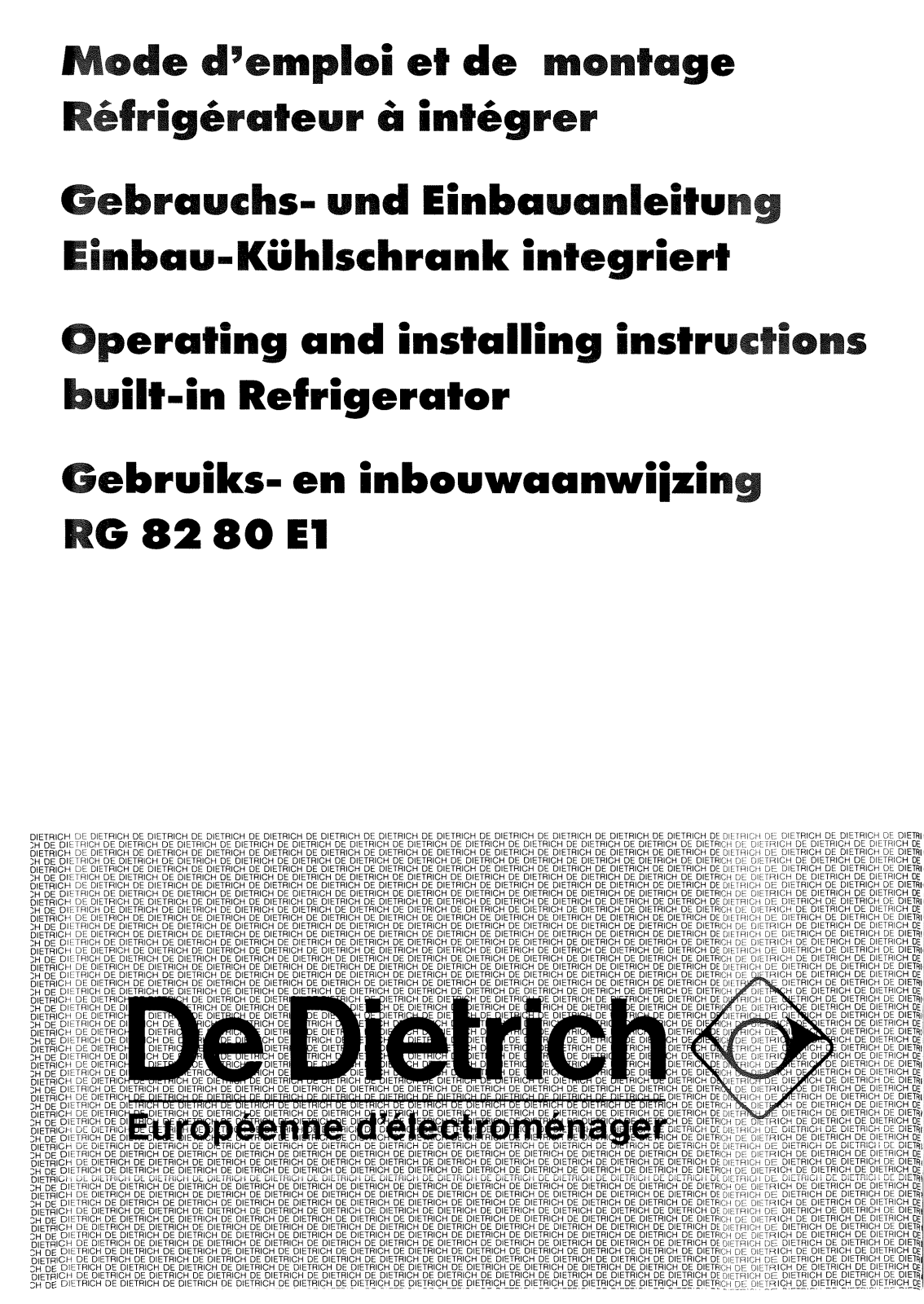 De dietrich RG8280E1 User Manual