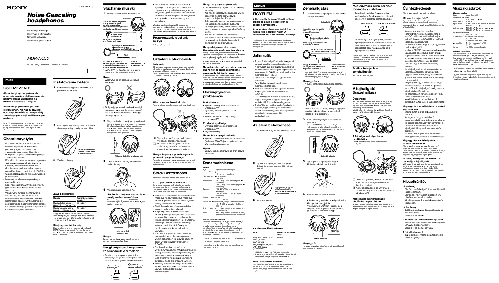 Sony MDR-NC50 User Manual