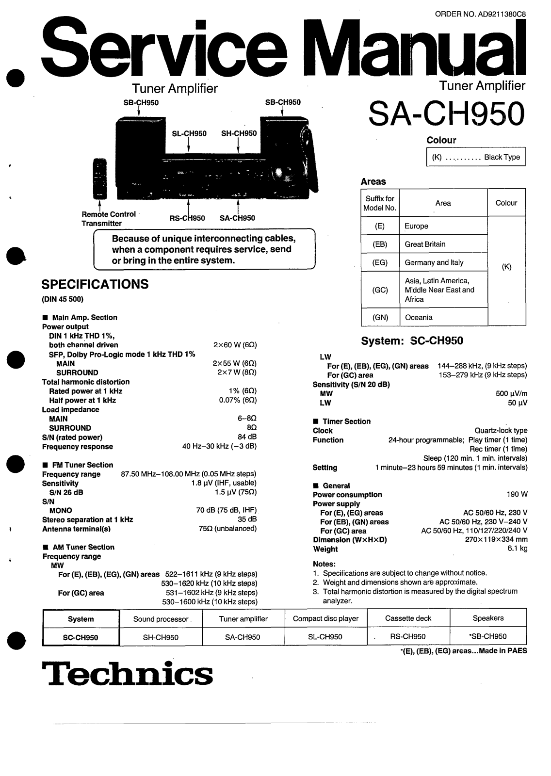 Technics SACH-950 Service manual