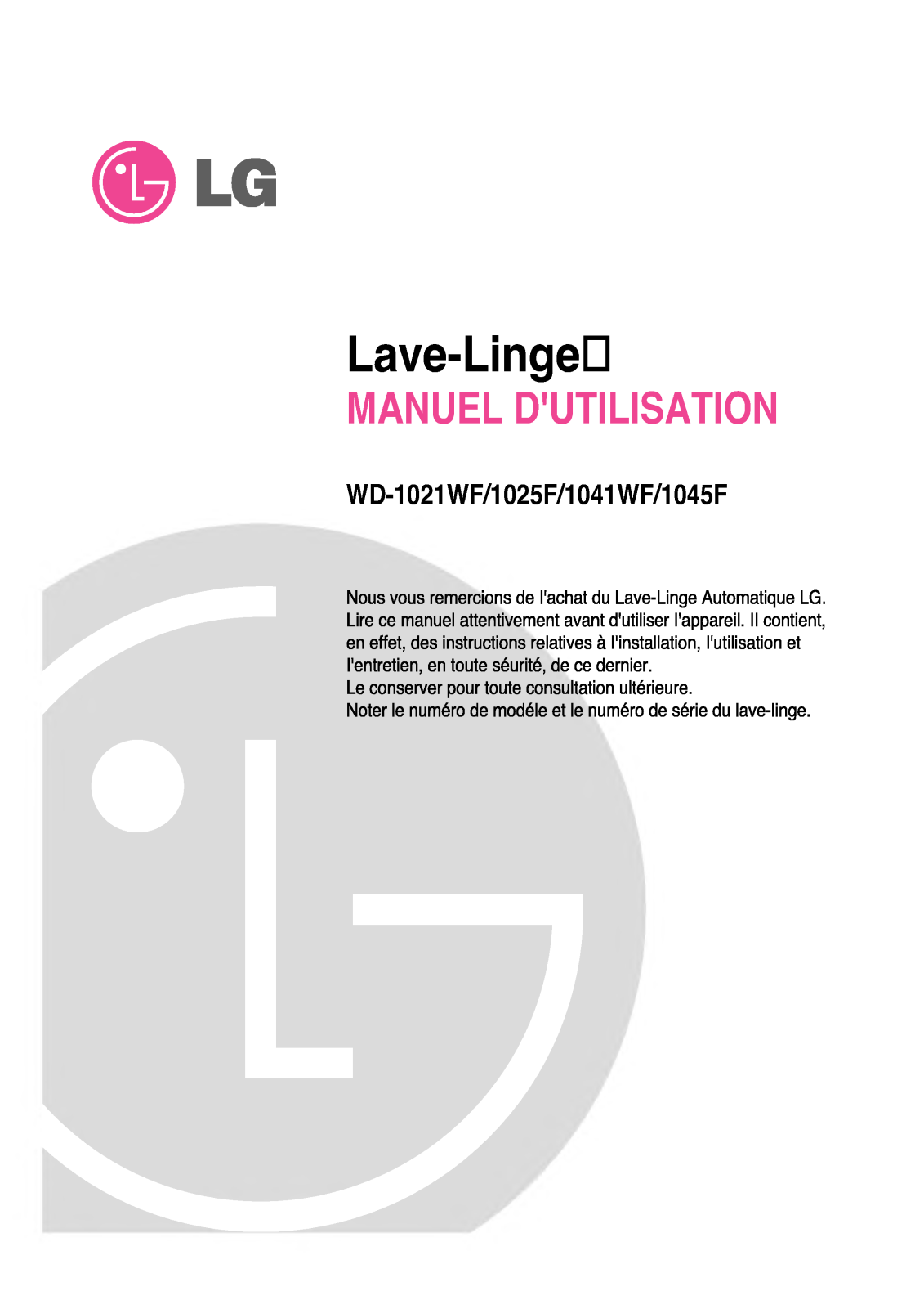 LG WD-1041W User Manual