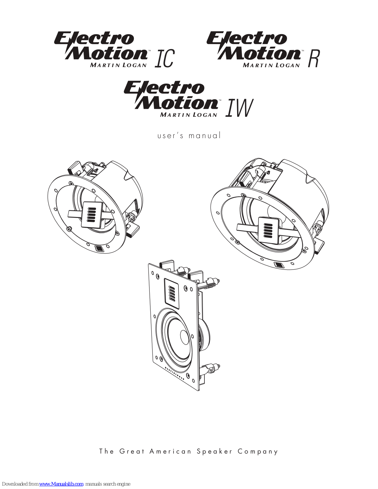 MartinLogan Electro Motion IC, Electro Motion R, Electro Motion IW User Manual