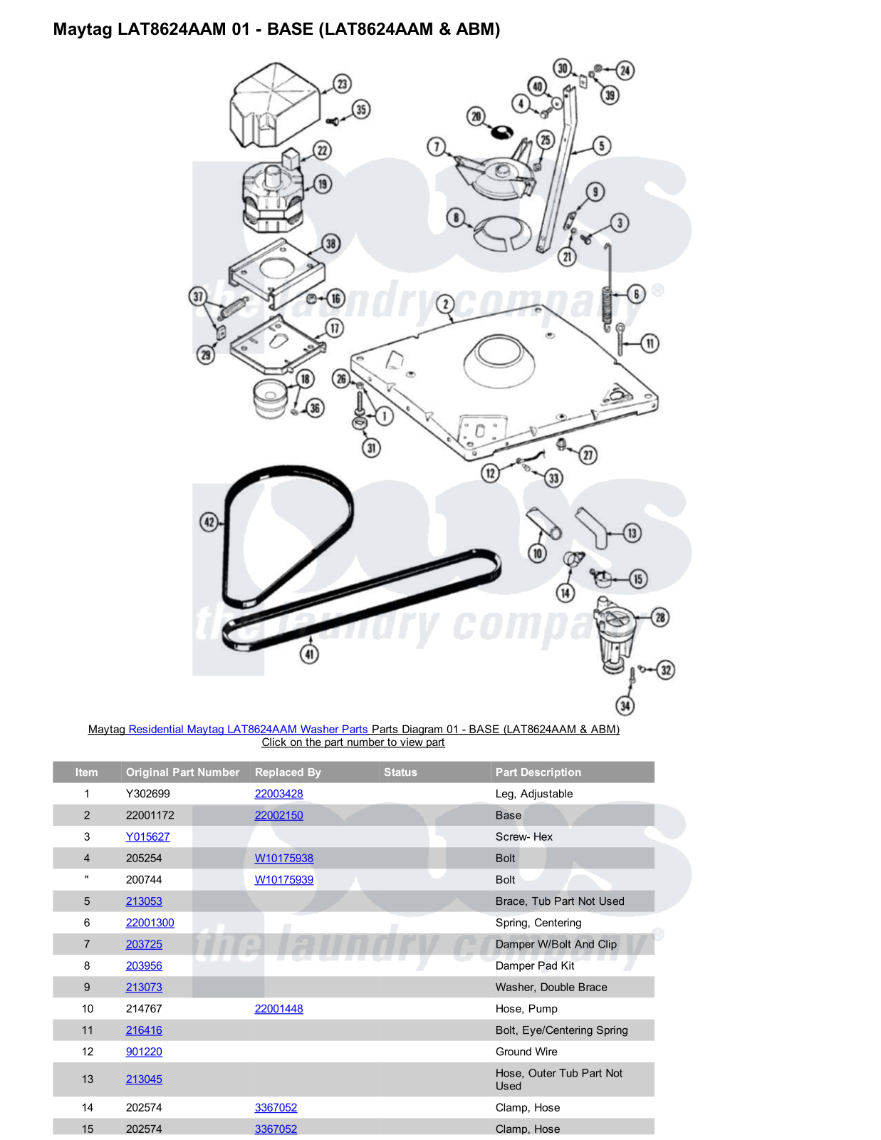 Maytag LAT8624AAM Parts Diagram