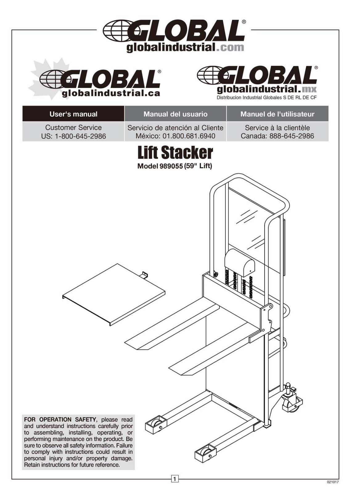 Global Industrial 989055 User Manual