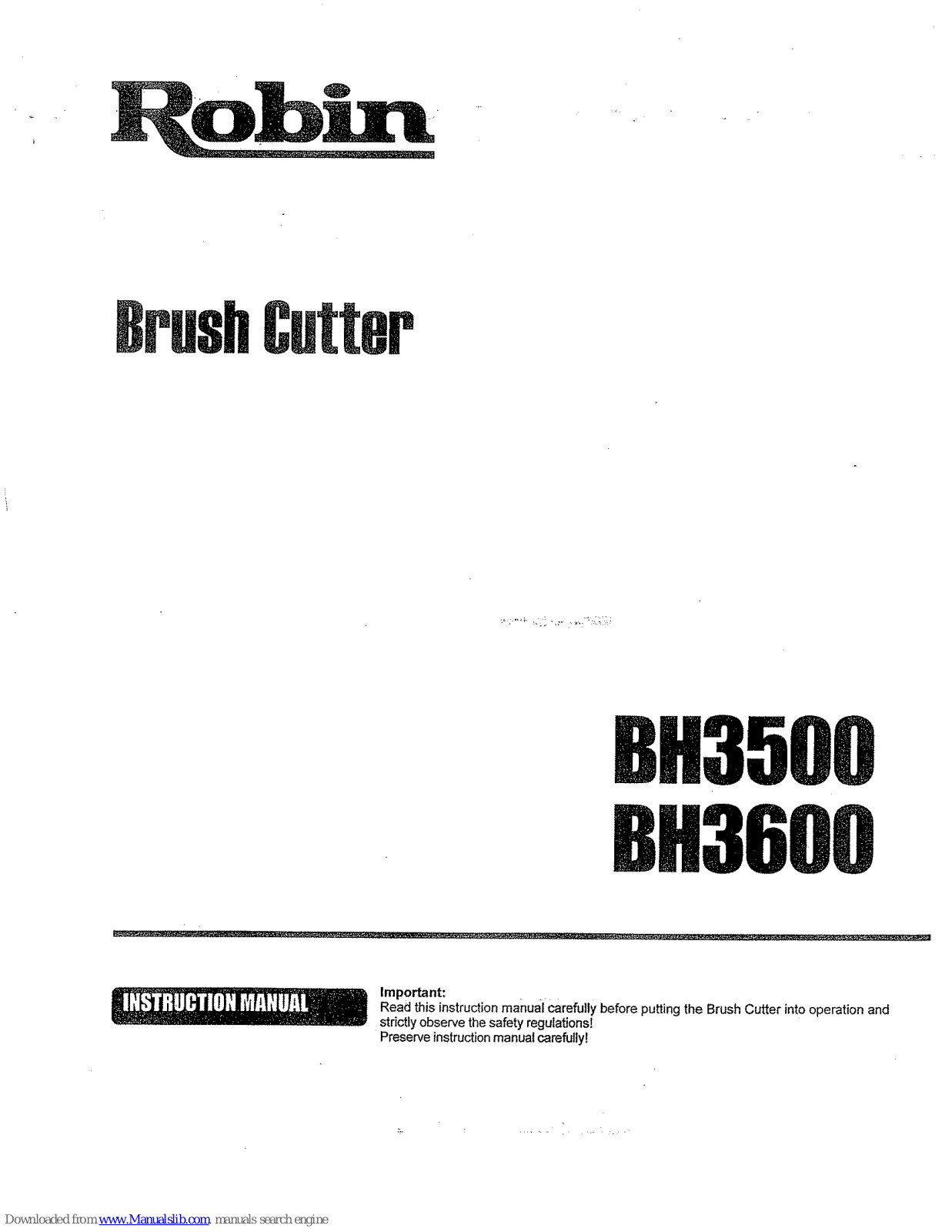 Robin BH3500, BH3600 Instruction Manual