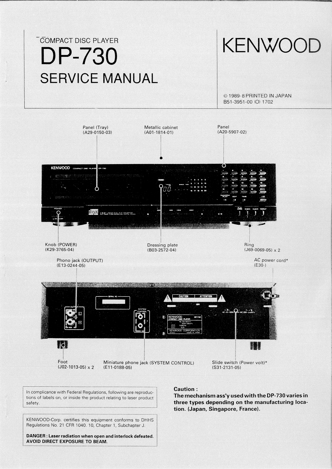 Kenwood DP-730 Service Manual