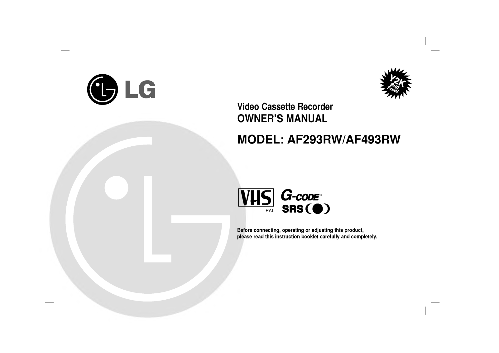 LG AF493RW, AF293RW User Manual