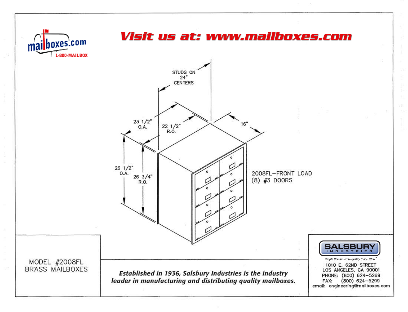 Salsbury Industries 2008FL User Manual