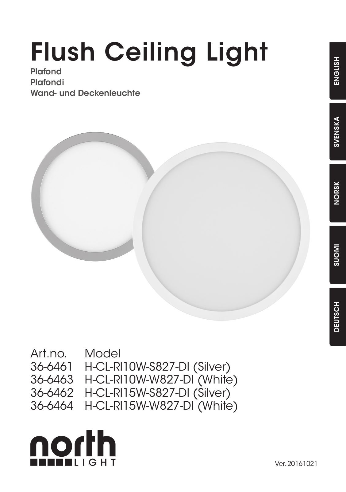 North Light 36-6464, 36-6462, 36-6461, 36-6463 User Manual