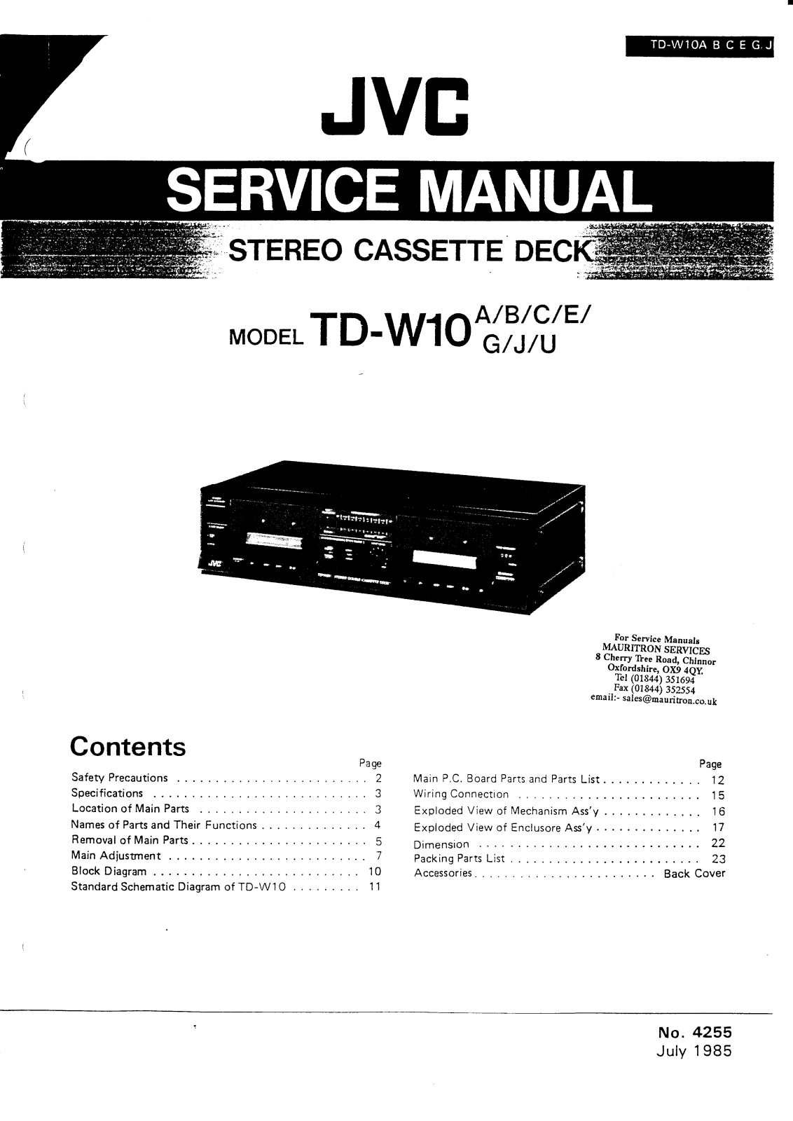 JVC TDW-10 Service manual