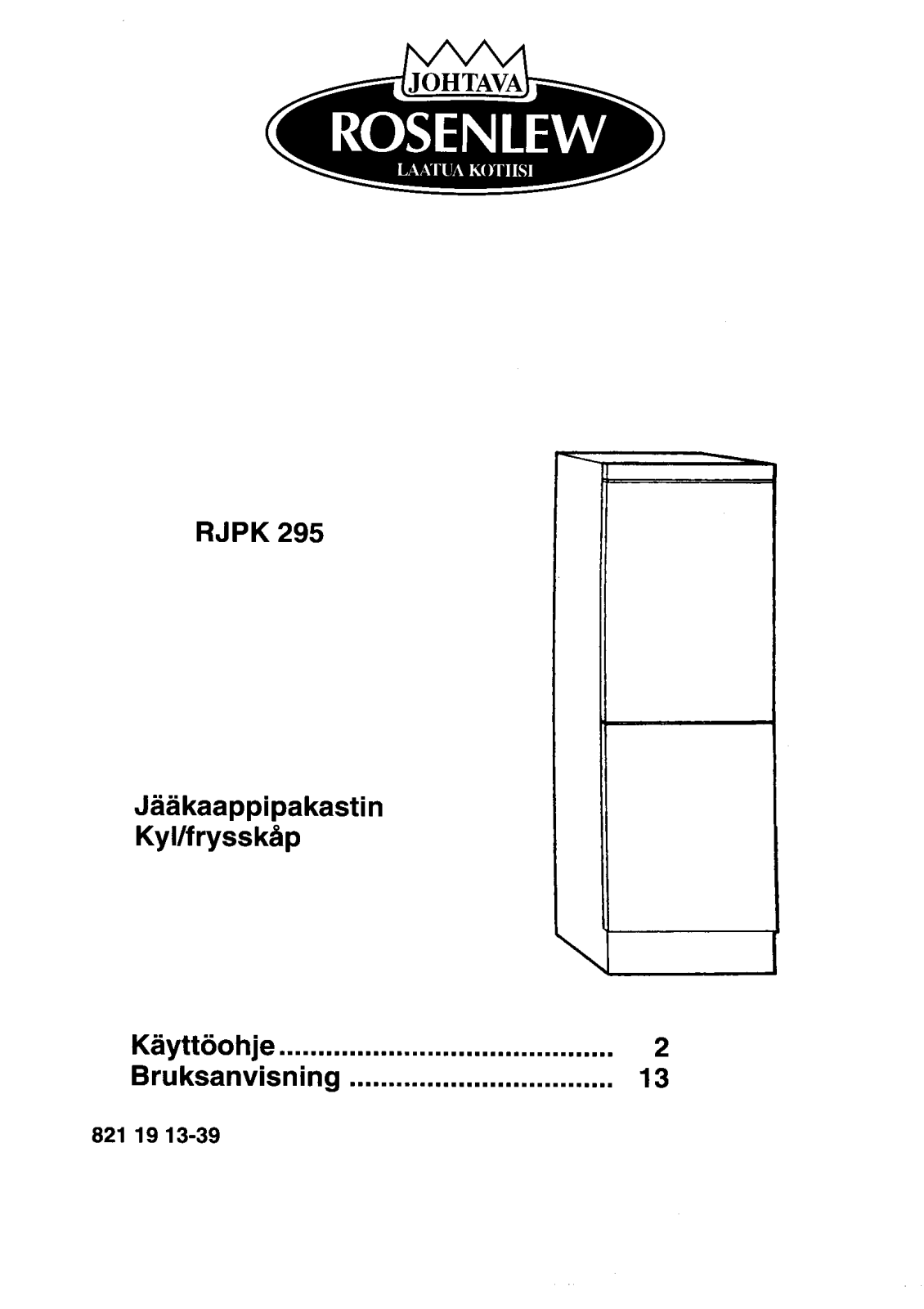 Rosenlew RJPK295 User Manual