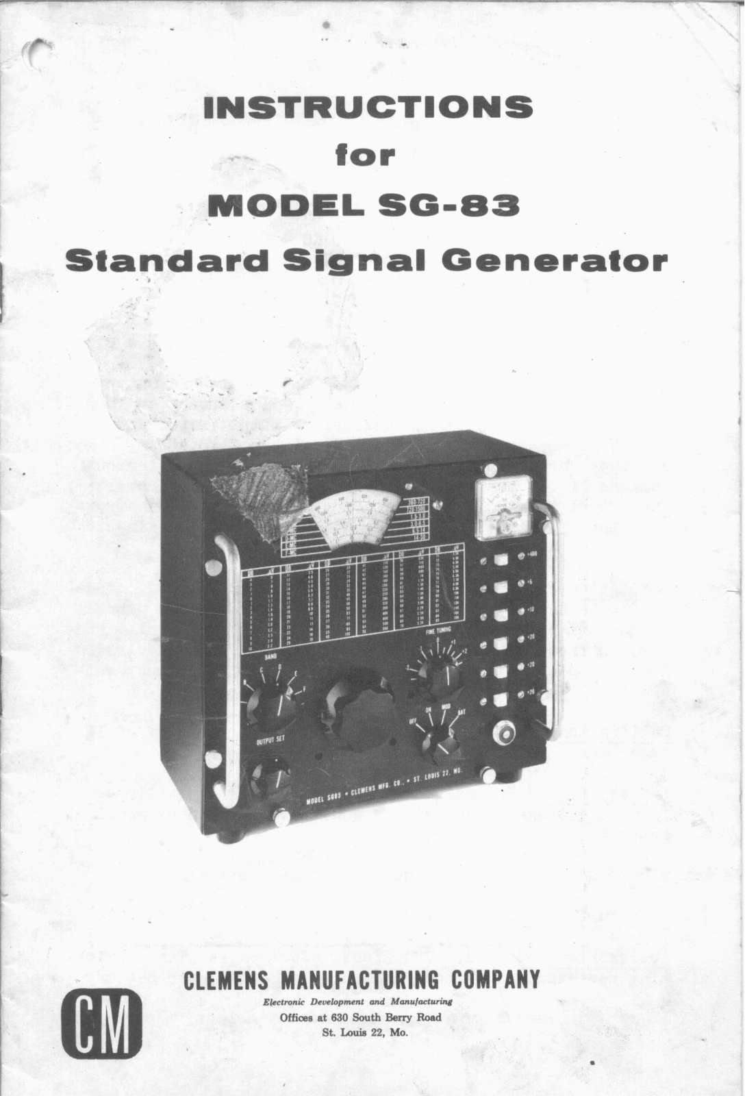 Clemens Manufacturing SG-83 Service manual