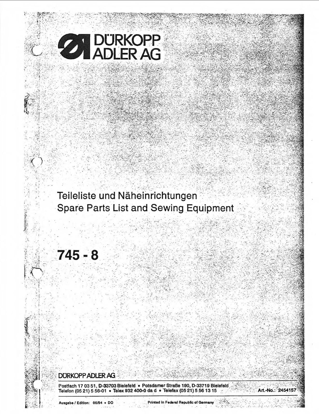 Adler 745-8 User Manual