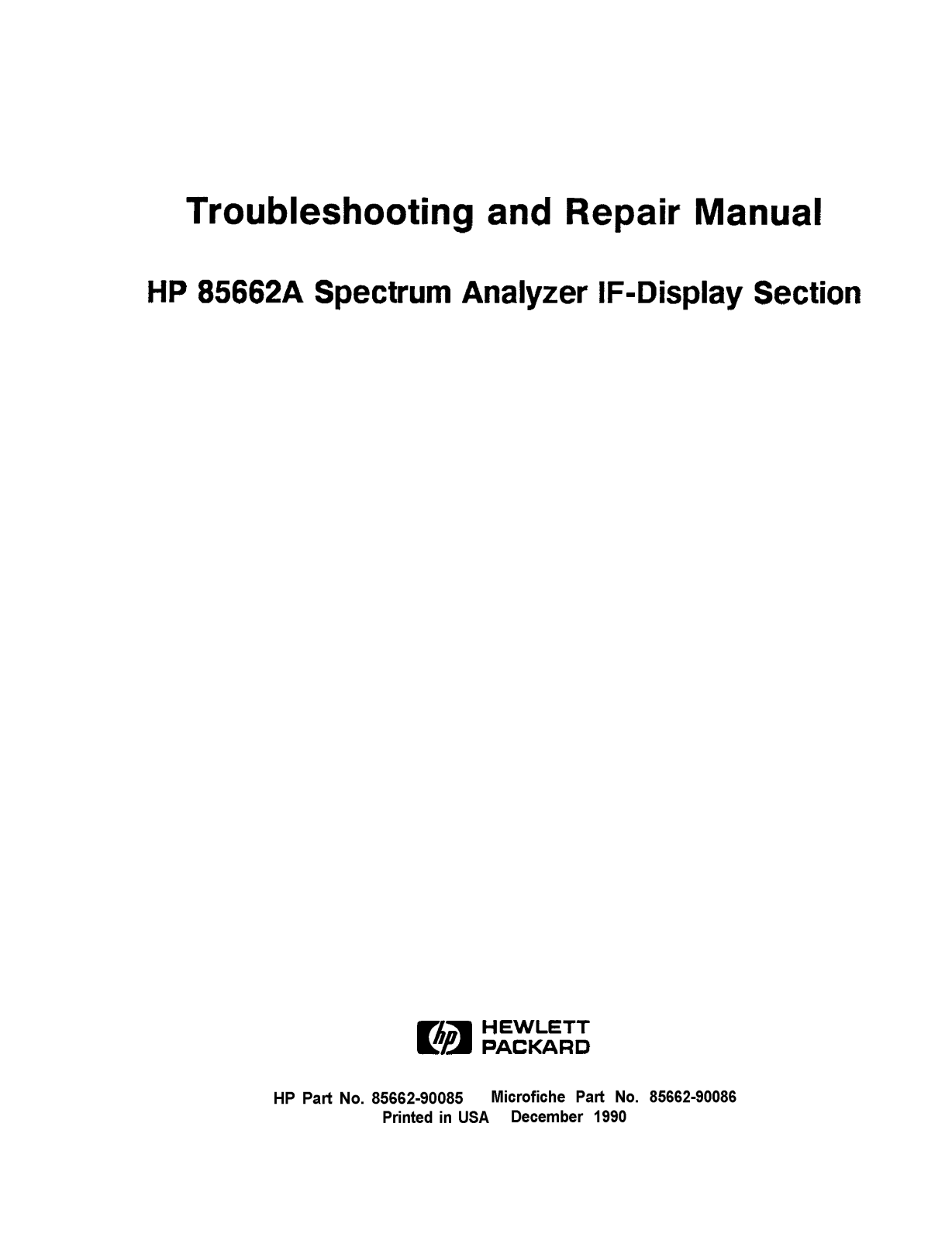 HP 85662A Service Manual