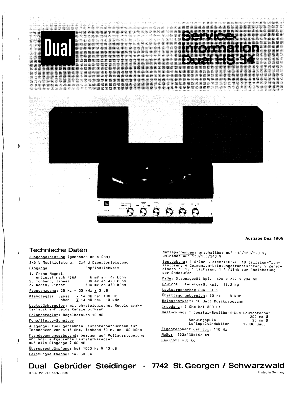 Dual HS-34 Service Manual