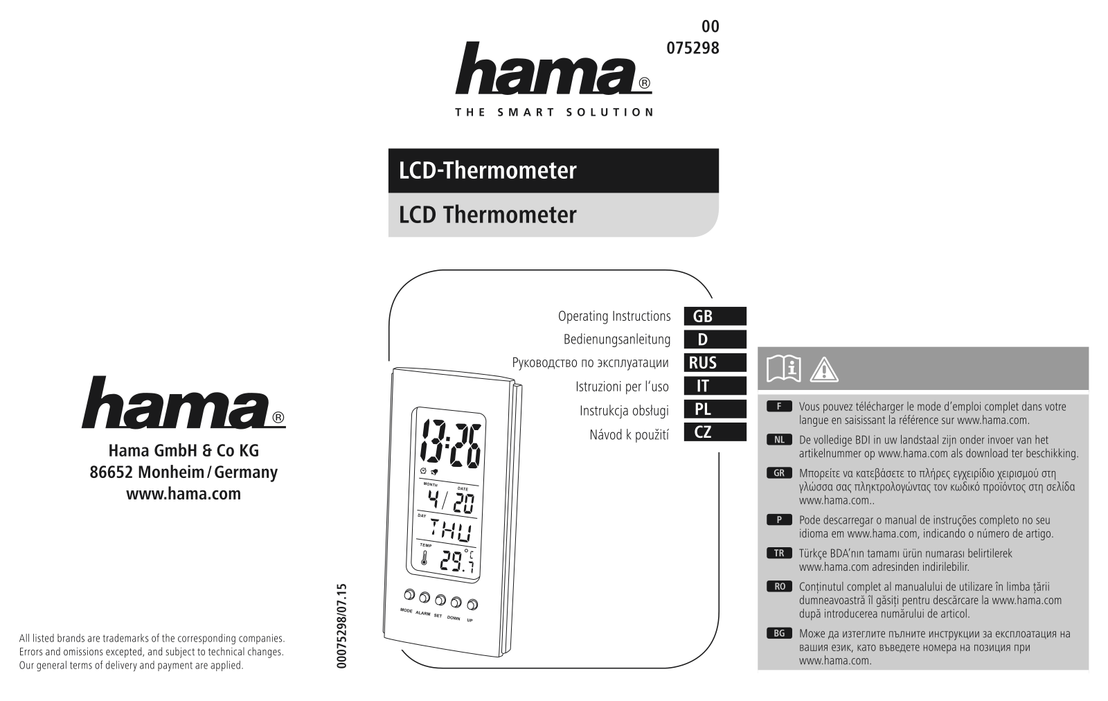 Hama 00075298 User manual