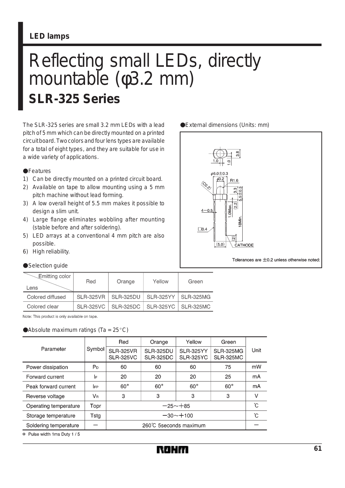 ROHM SLR-325DU, SLR-325MC, SLR-325MG, SLR-325VC, SLR-325VR Datasheet