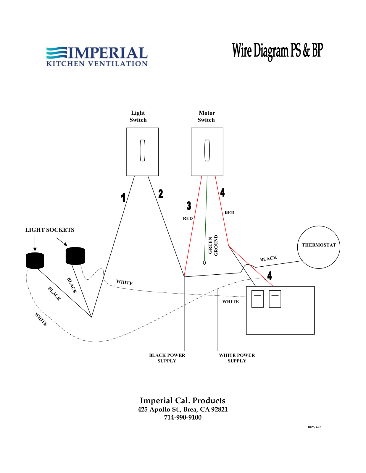 Imperial ISN2048PS1TWSB8SS, G3042PS18BL, 1948PS108SS Wiring Guide