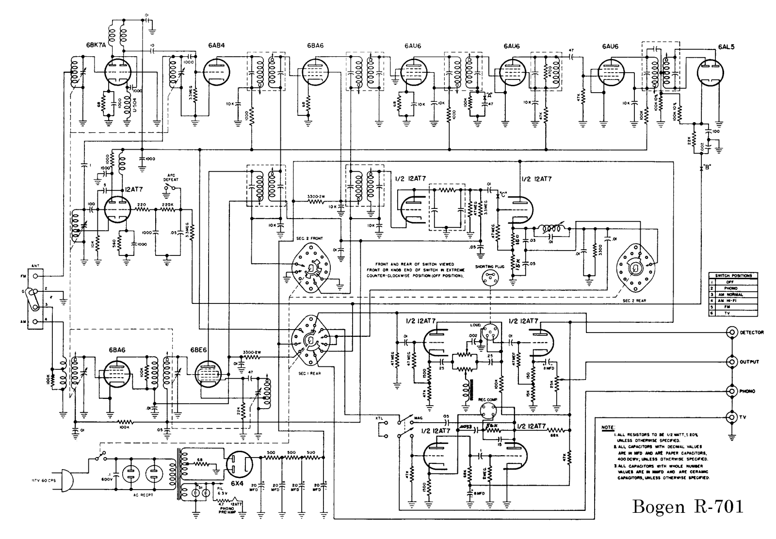 Bogen R701 Schematic