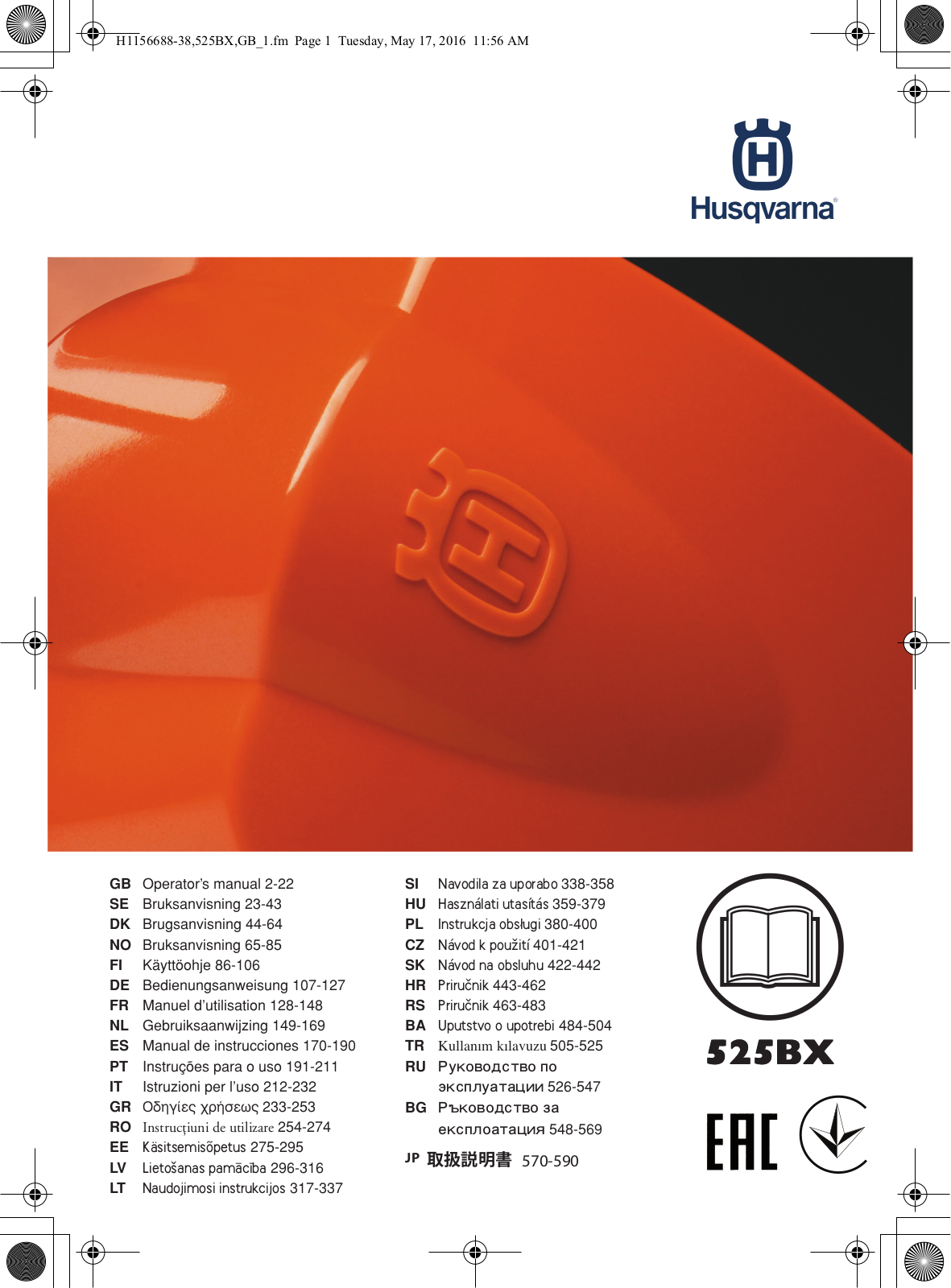 Husqvarna 525BX operation manual