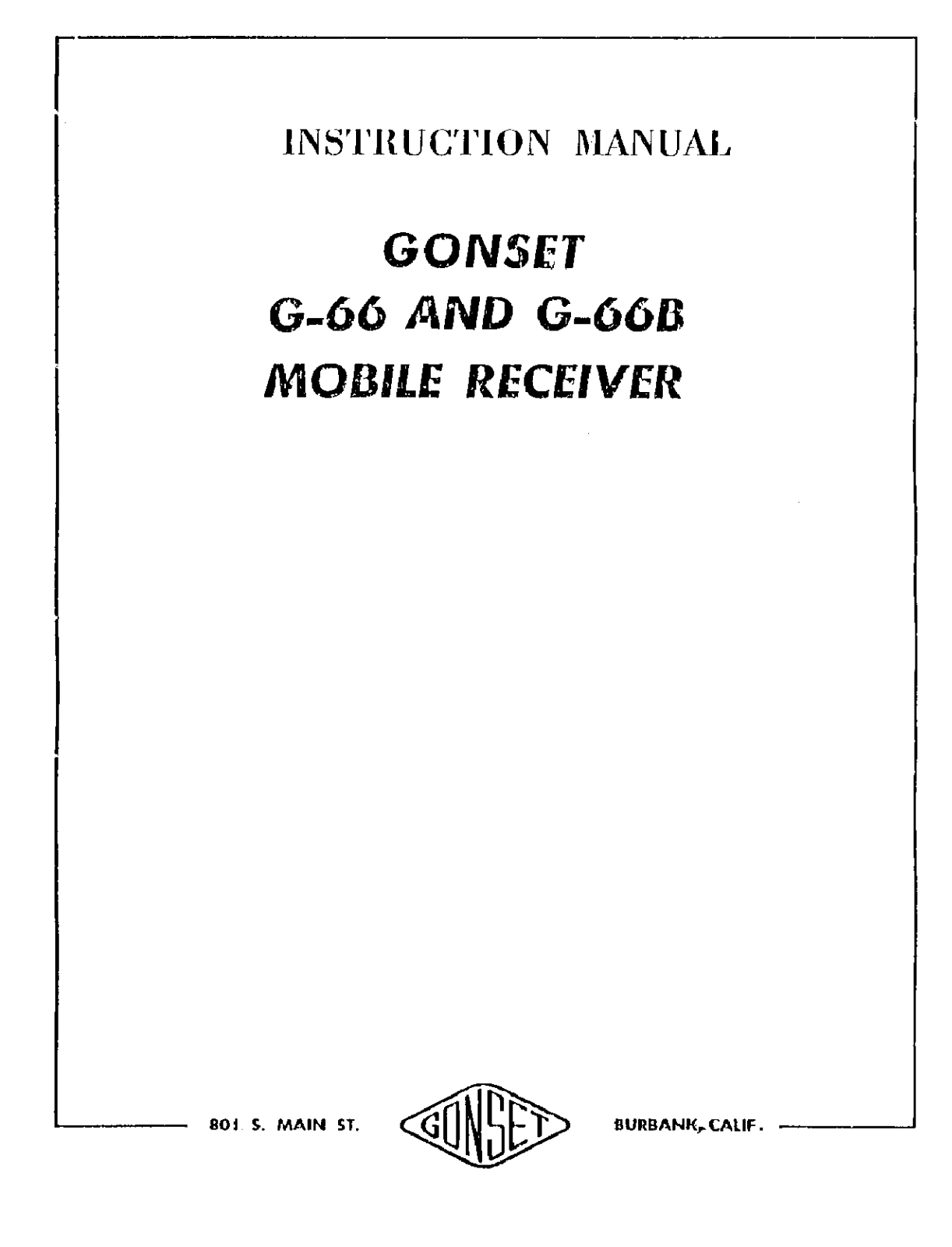 GONSET G-66, G-66B User Manual