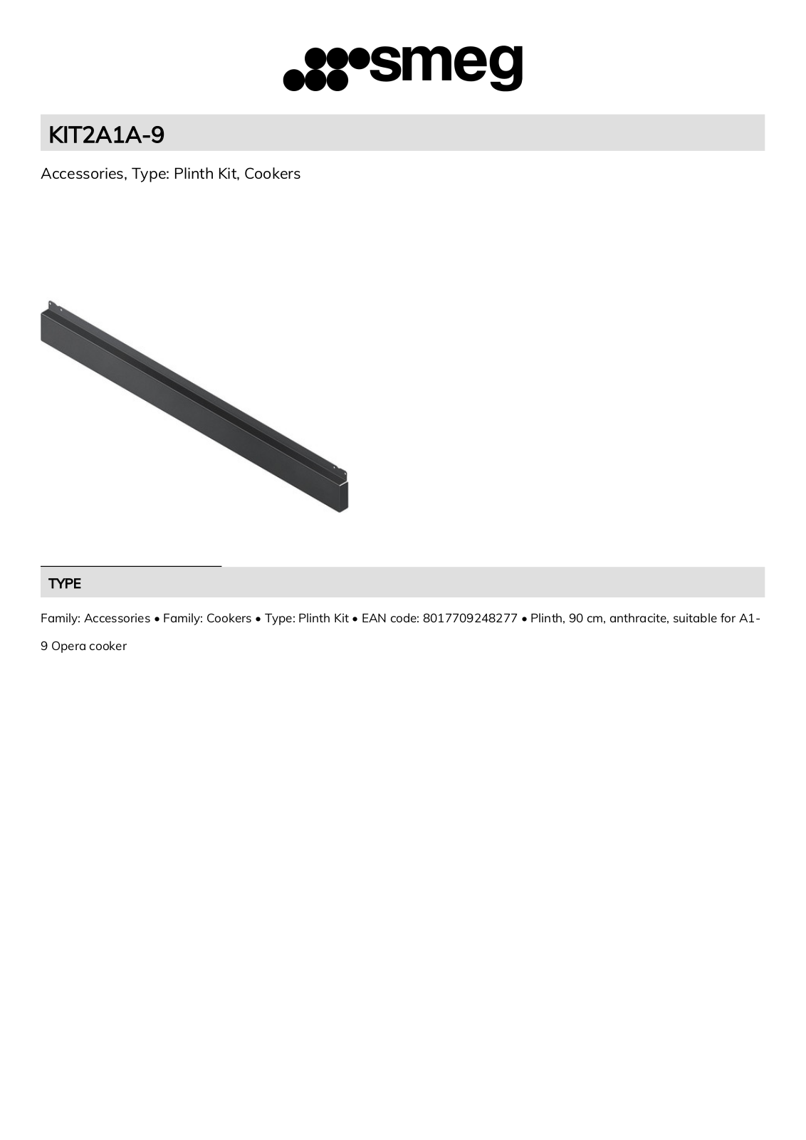 Smeg KIT2A1A-9 Technical sheet