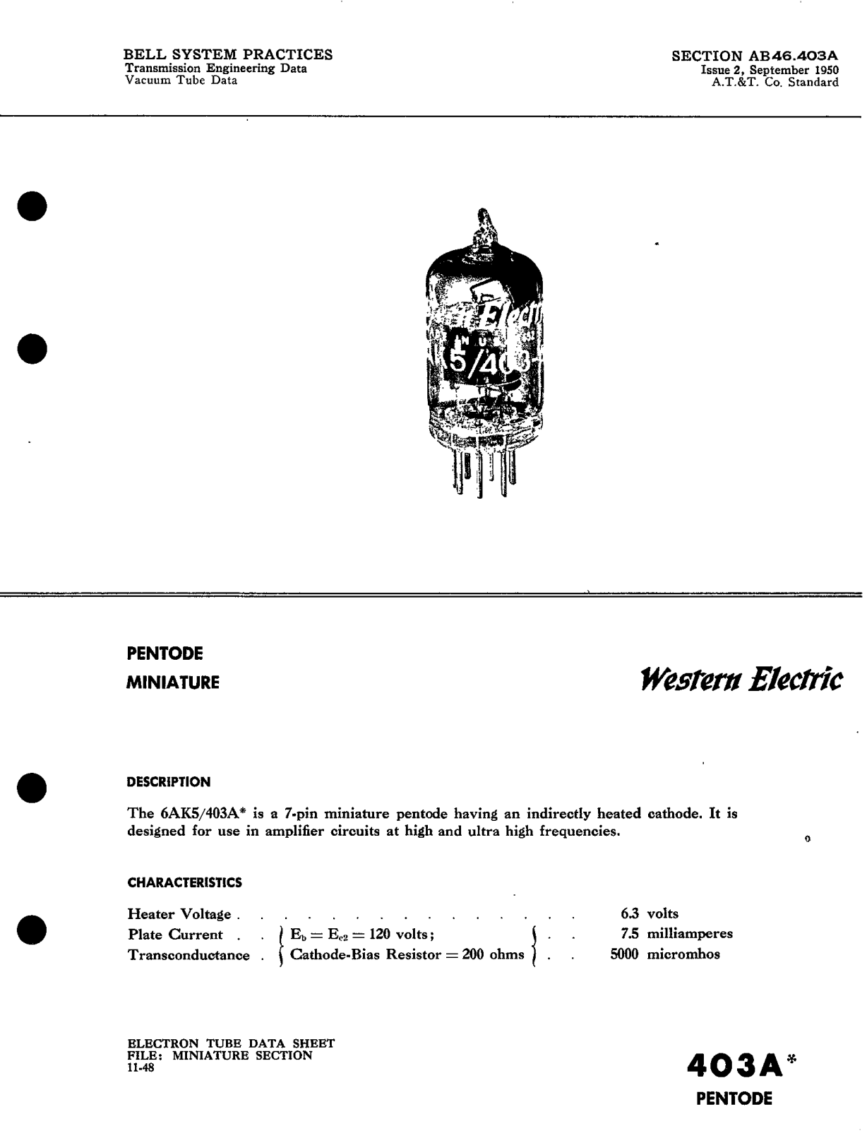 Western Electric 403-A Brochure