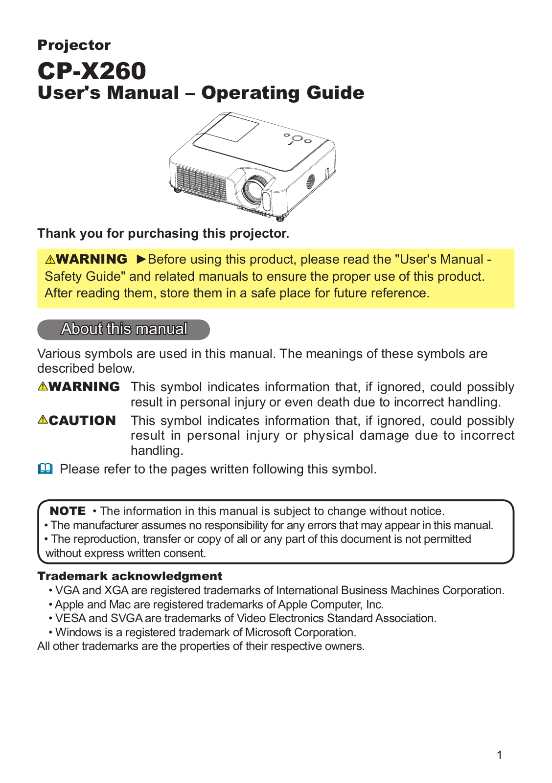 Hitachi CP-X260 User Manual