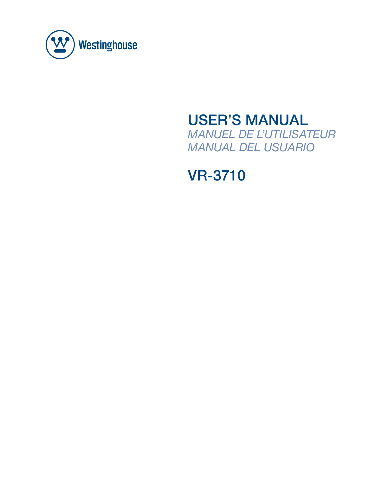 Westinghouse Digital VR-3710 User Manual