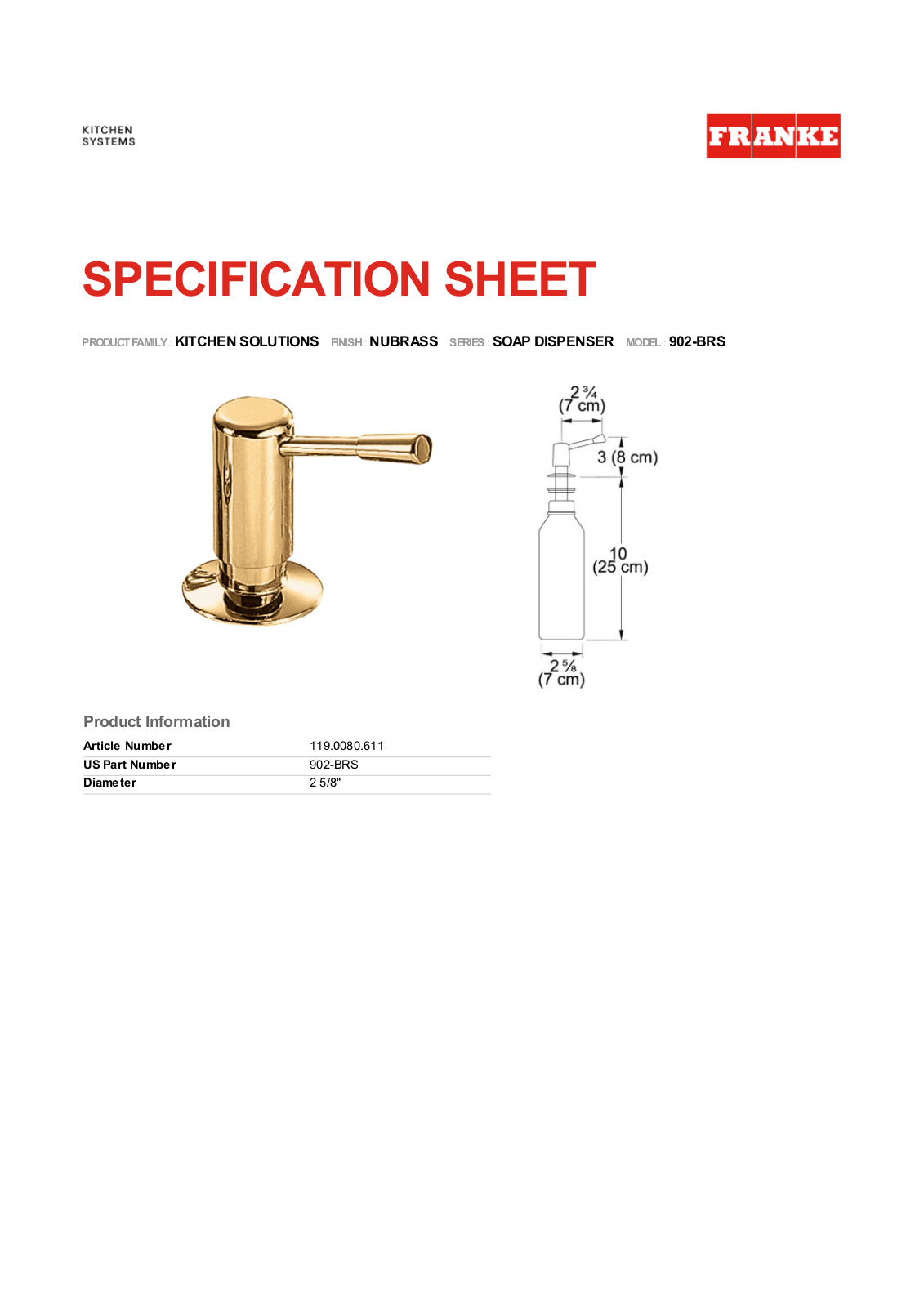 Franke Foodservice 902-BRS User Manual