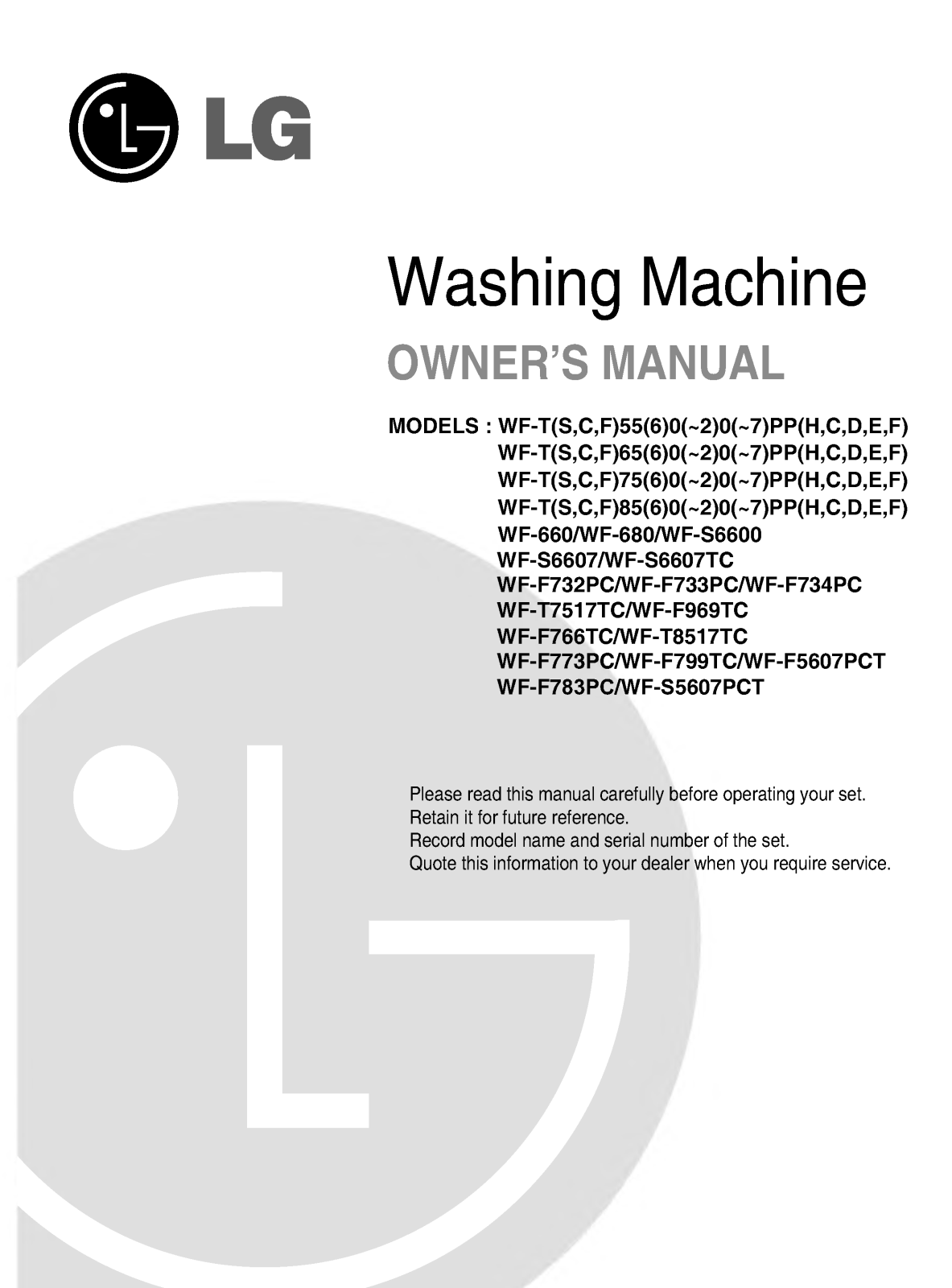 LG WF-660 User Manual