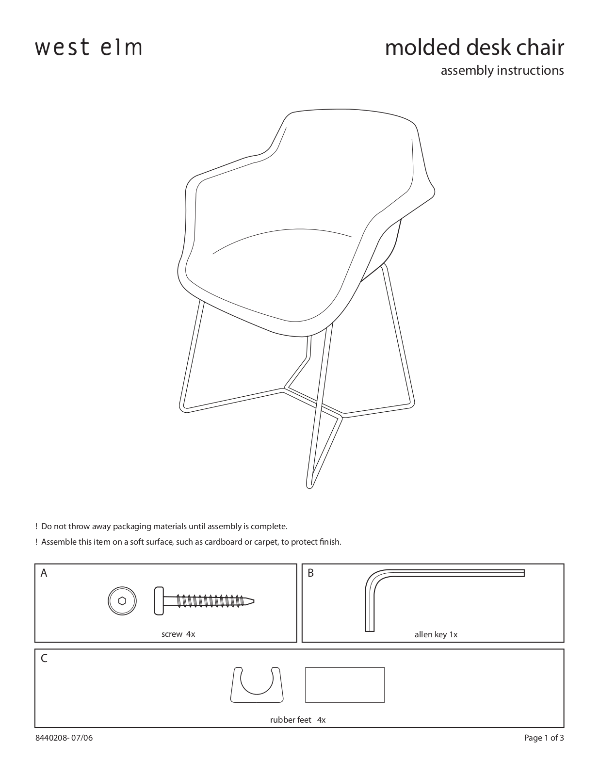 West Elm Molded Desk Chair Assembly Instruction