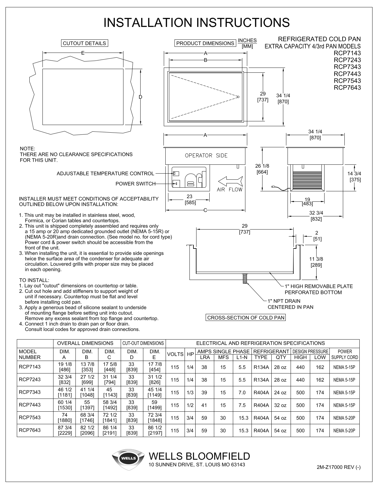 Wells RCP-7143 Installation  Manual